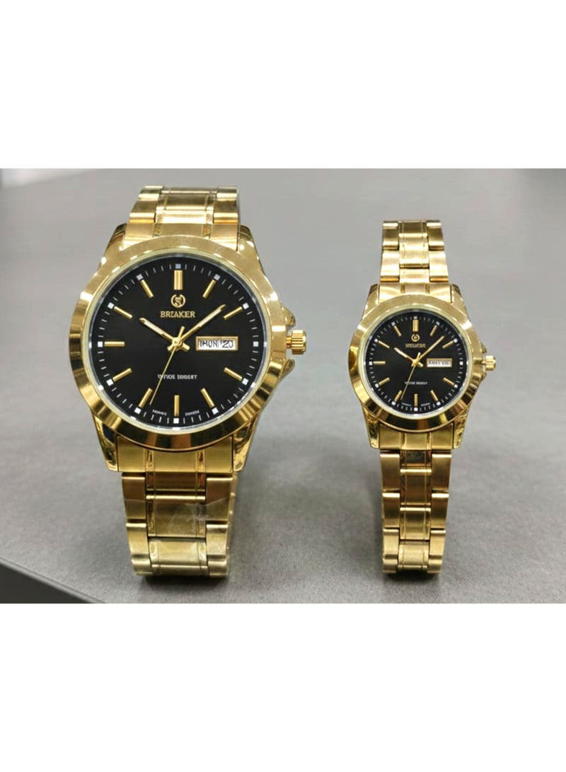SMAKER Luxury Couple Watch Set - Men's and Women's Wristwatches with Day and Date Indicator, Water Resistant, Classic Stainless Steel Design - Image 1